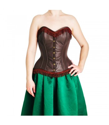 Sexy Women Leather Corset Genuine Over bust Black Women Corset 